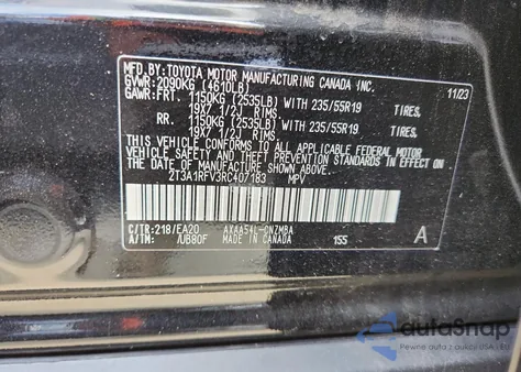 2024 Toyota Rav4 Xle Premium z USA, uszkodzony, nr VIN 2T3A1RFV3RC407183